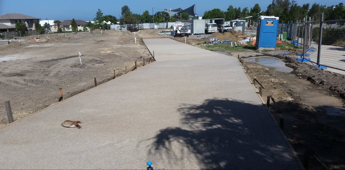 Finished exposed aggregate path after wash off with the forms still on, Sunshine Coast